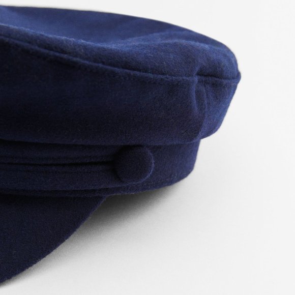 Zara Wool Blend Skipper Cap Navy Blue NWT